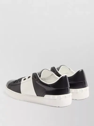 Valentino Garavani Open Leather Sneakers With Contrast Band And Stud Details Shoes In Black