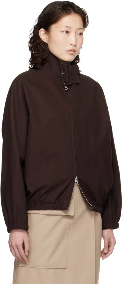 Courrèges Brown Buckle Zipped Bomber Jacket In Blue