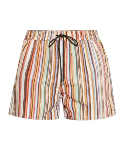 Paul Smith Straight-leg Mid-length Striped Recycled Swim Shorts In Multi