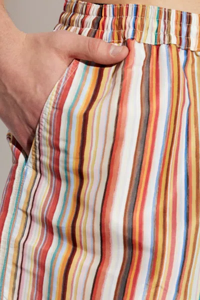 Paul Smith Straight-leg Mid-length Striped Recycled Swim Shorts In Multi