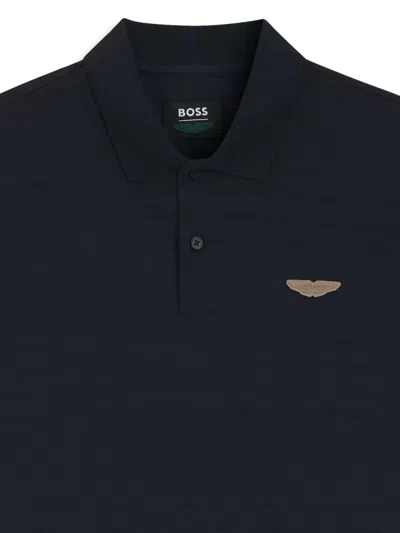 Hugo Boss X Aston Martin Polo Shirt In Cotton Jacquard In Blue