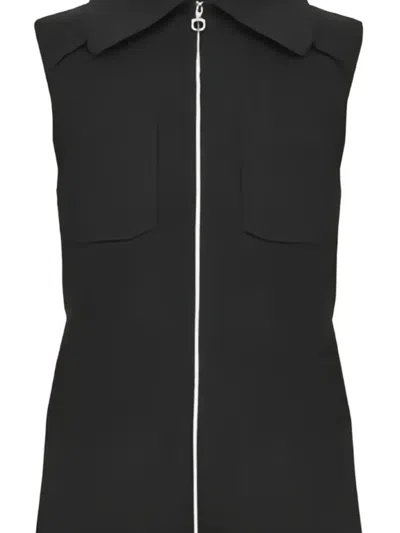 Ferragamo Collared Patch Pocket Playsuits In Black