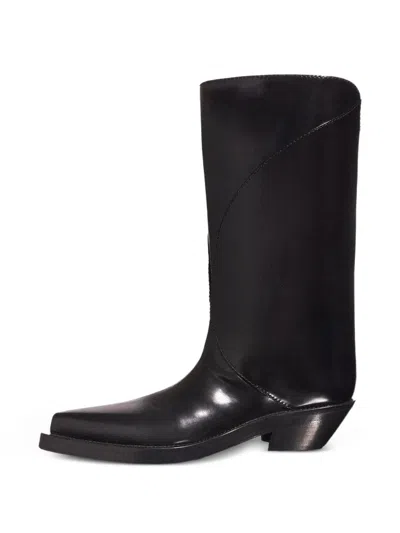 Mugler Pointed Leather Boots In Black