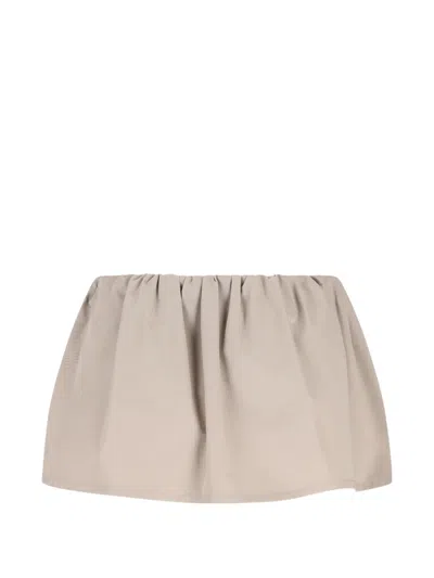 Miu Miu Drawstring Panel Skirt In Neutral