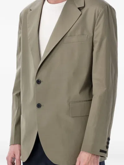 Prada Button Poplin Blazer In Green