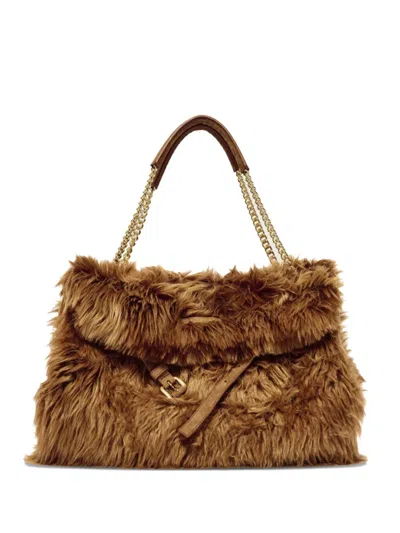 Orciani Medium Venus Wolf Chain-strap Shoulder Bag In Brown
