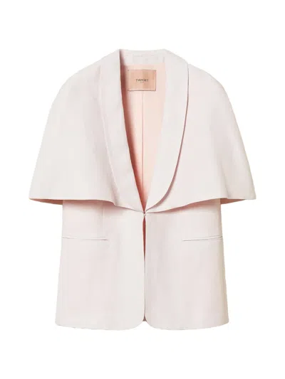 Twinset Pink Cape Jacket In Multi