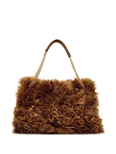 Orciani Medium Venus Wolf Chain-strap Shoulder Bag In Brown