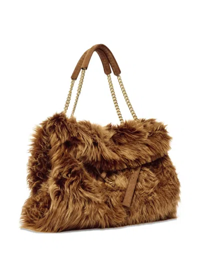 Orciani Medium Venus Wolf Chain-strap Shoulder Bag In Brown