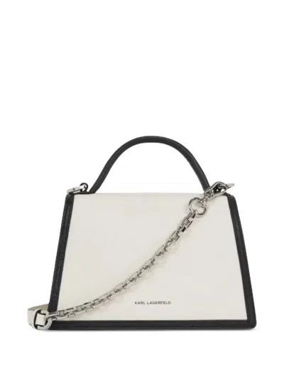 Karl Lagerfeld Signature Leather Top-handle Bag In White