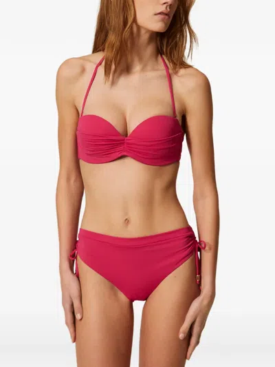 Twinset Drawstring Bikini Bottom In Red