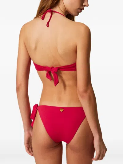Twinset Stud-embellished Bikini Top In Red