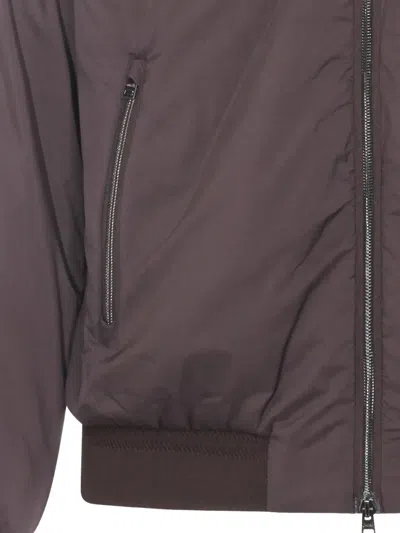 Herno Zip Bomber Jacket In Brown