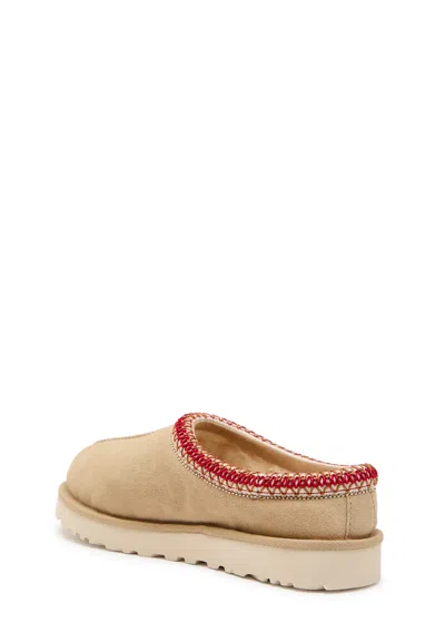 Ugg Tasman Ii Beige Mules With Round Toe And Embroidered Detail In Leather Woman In Brown