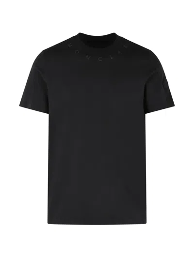 Moncler Black Solid Crew Neck T-shirt In Black