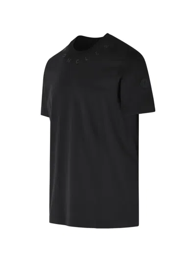 Moncler Black Solid Crew Neck T-shirt In Black