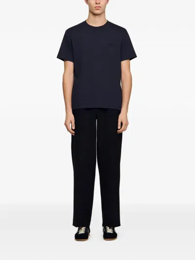 Sandro Classic Retro Logo T-shirt In Blue
