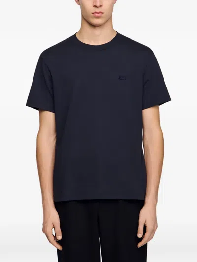 Sandro Classic Retro Logo T-shirt In Blue