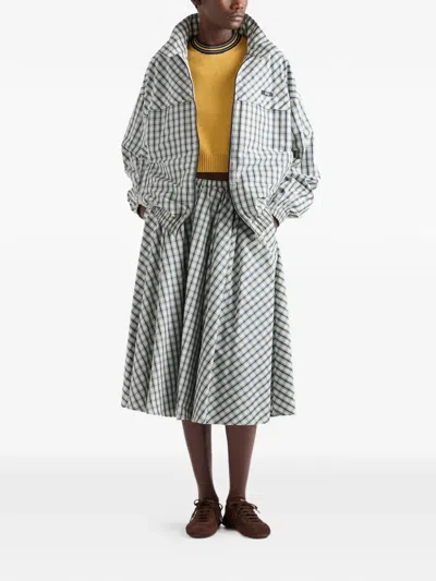 Prada Jacket High Collar Elastic Cuffs Hem In Gray