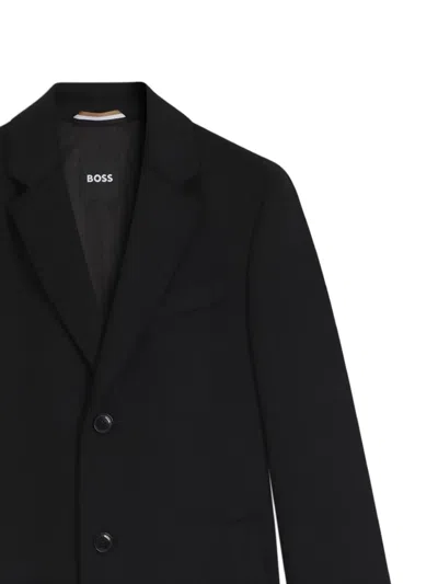 Hugo Boss Buttoned Coat In Black