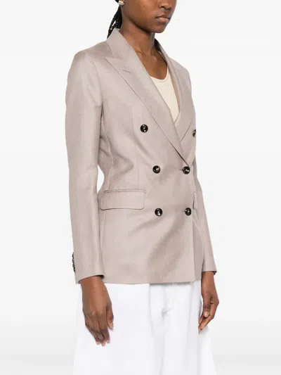 Tagliatore Parigi Double-breasted Peak-lapel Blazer In Brown