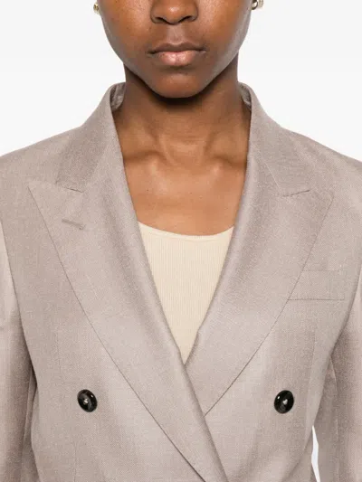 Tagliatore Parigi Double-breasted Peak-lapel Blazer In Brown