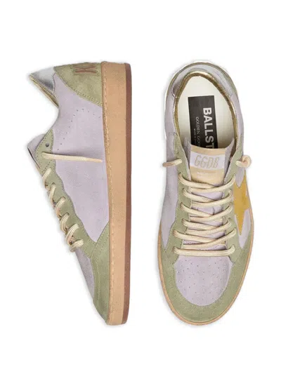 Golden Goose Ball Star Sneakers In Suede And Laminated Leather Heel In Multi