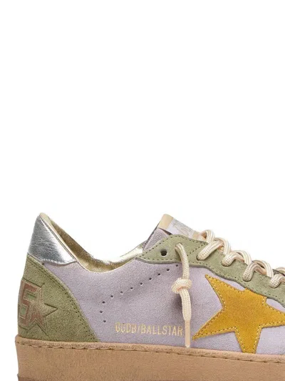 Golden Goose Ball Star Sneakers In Suede And Laminated Leather Heel In Multi