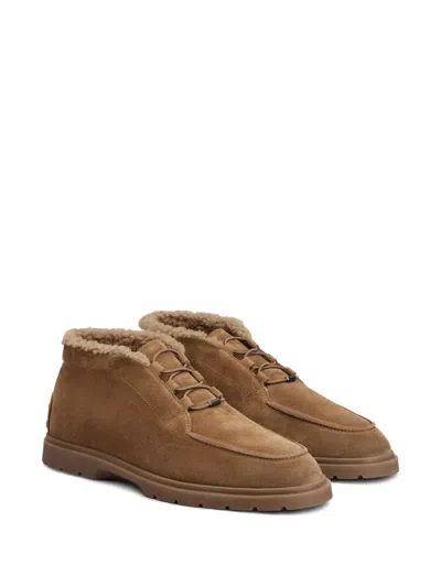 Tod's Leather Ankle Boots Suitable For Desert Terrain In Brown