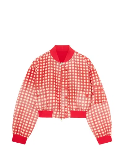 Ermanno Scervino Technical Fabric Bomber With Vichy Interior In Red