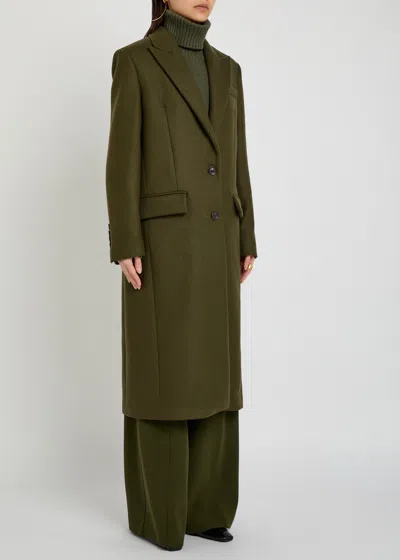 Another Tomorrow Tailored Wool Coat In Green