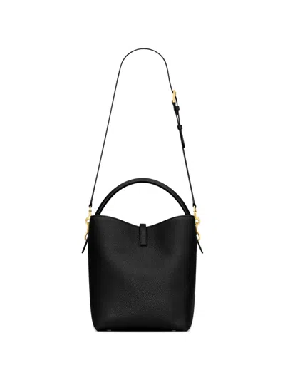 Saint Laurent Le 37 Mini Ysl Bucket Bag In Smooth Leather In Black