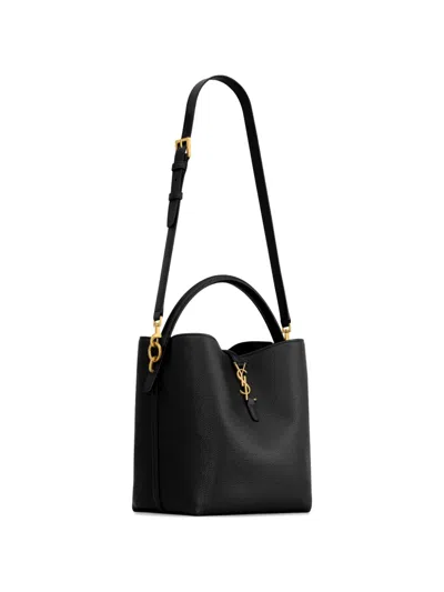 Saint Laurent Le 37 Mini Ysl Bucket Bag In Smooth Leather In Black