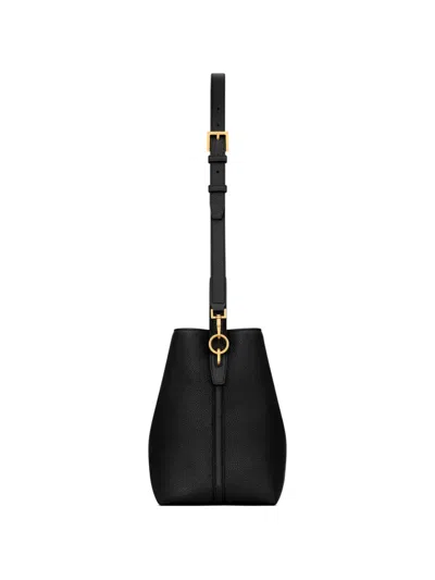 Saint Laurent Le 37 Mini Ysl Bucket Bag In Smooth Leather In Black