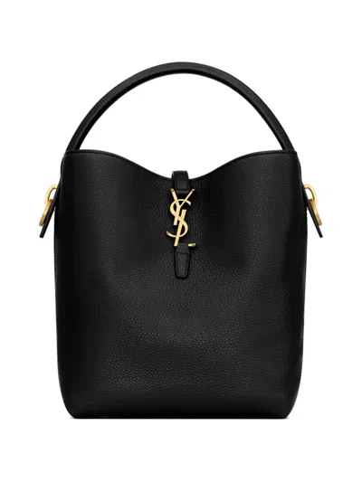 Saint Laurent Le 37 Mini Ysl Bucket Bag In Smooth Leather In Black