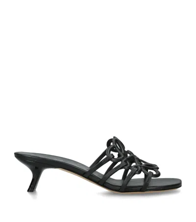 Loewe Petal Anagram Leather Caged Mule Sandals In Gray