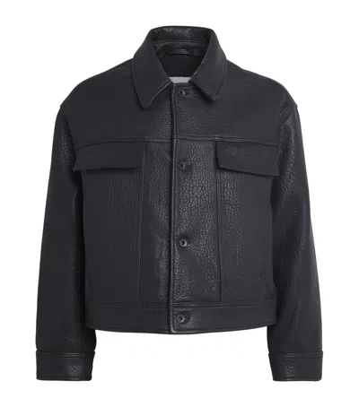 Studio Nicholson Oversized Doyard Leather Jacket In Black