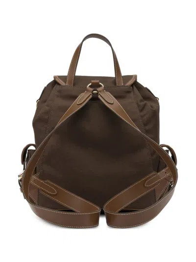 Miu Miu Logo Backpack In Brown