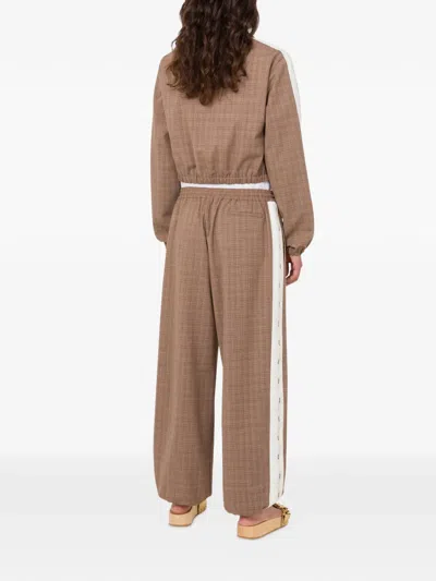 Moschino Checked-pattern Cropped Jacket In Brown