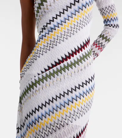 Missoni Asymmetric One Sleeve Long Viscose Dress In Multi