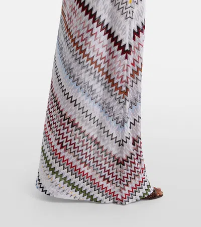 Missoni Asymmetric One Sleeve Long Viscose Dress In Multi
