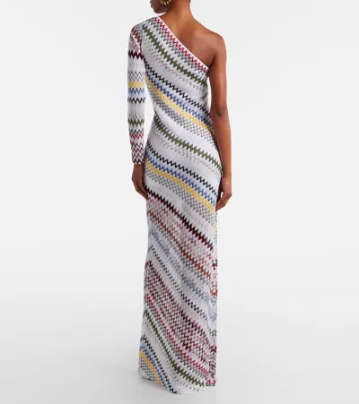 Missoni Asymmetric One Sleeve Long Viscose Dress In Multi