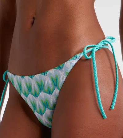 Missoni Triangle Bikini In Viscose With Floral Motif In Green