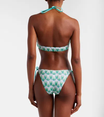 Missoni Triangle Bikini In Viscose With Floral Motif In Green