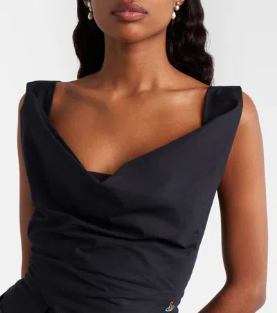 Vivienne Westwood Sleeveless Draped Top Asymmetric Hem Design In Black