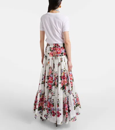 花卉棉质府绸加长半身裙