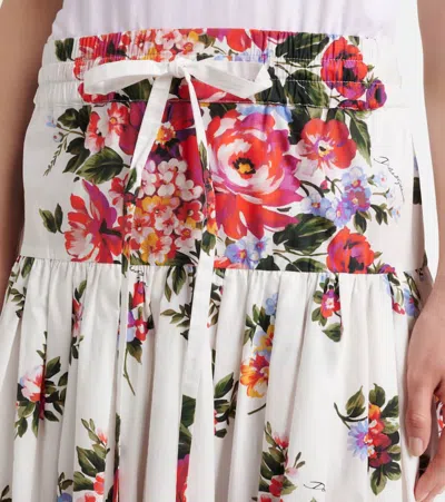 花卉棉质府绸加长半身裙