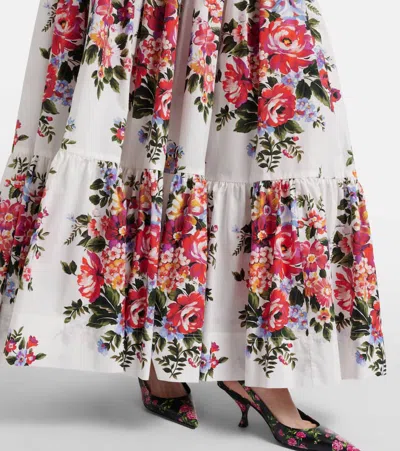 花卉棉质府绸加长半身裙