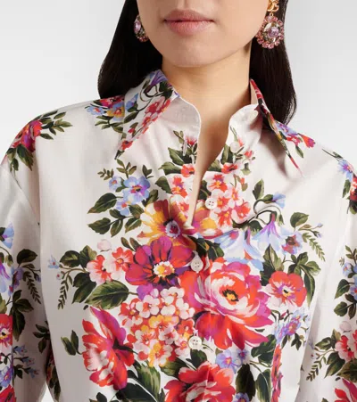 Dolce & Gabbana Cotton Shirt With A Bouquet Of Flowers Print Shirts White In Multi