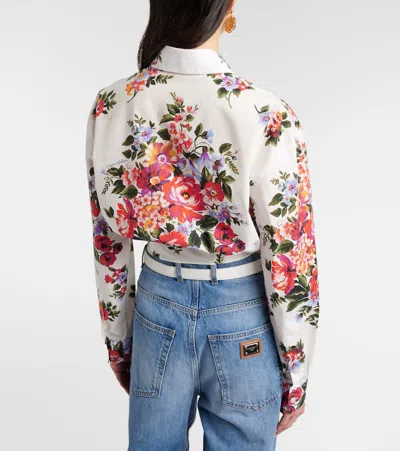 Dolce & Gabbana Cotton Shirt With A Bouquet Of Flowers Print Shirts White In Multi